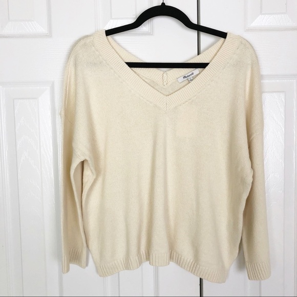 New Madewell Double-V Pullover in Antique Cream - Picture 3 of 10